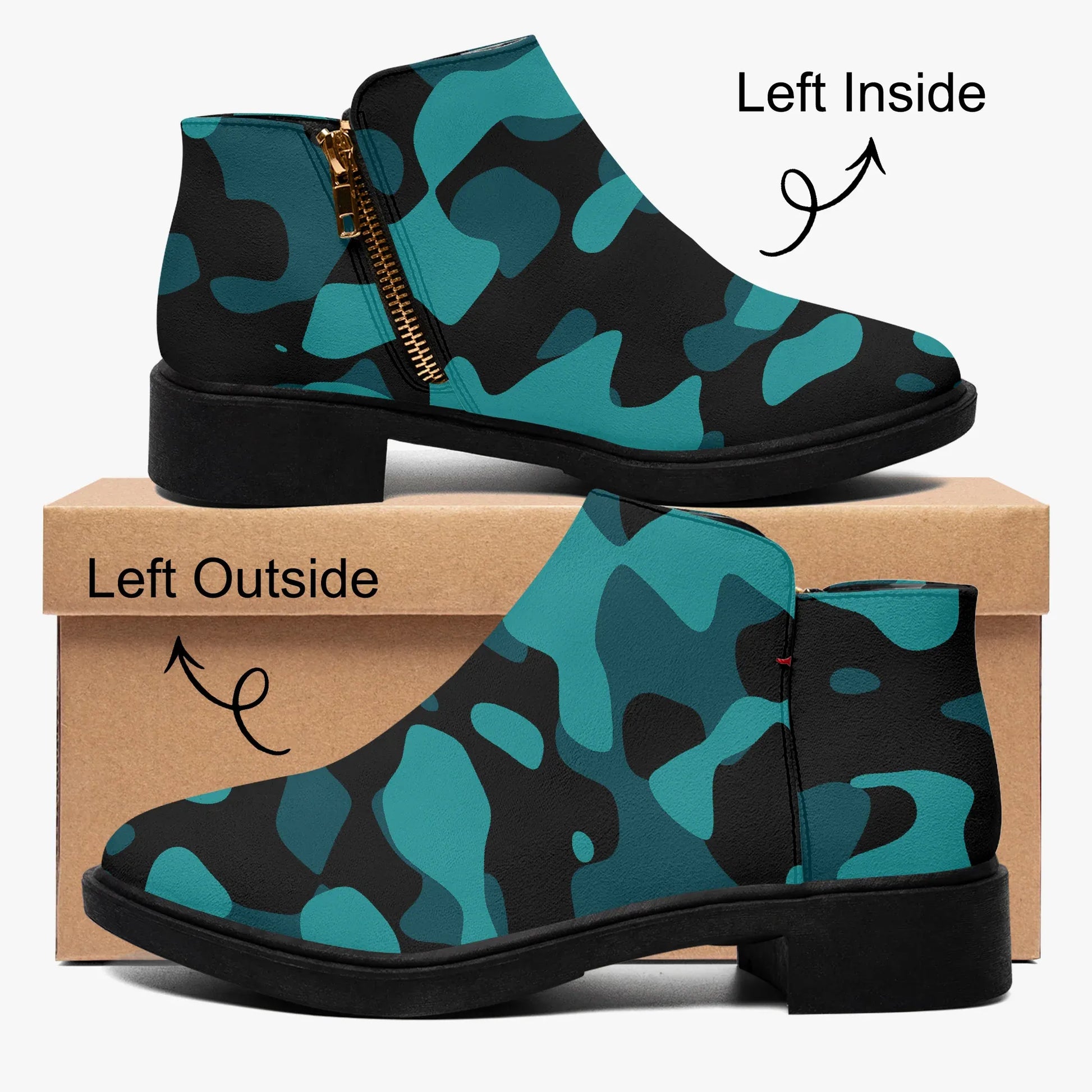 turkis-camouflage-elegante-reissverschluss-stiefeletten-stiefeletten-jlr-design-4 - JLR Design
