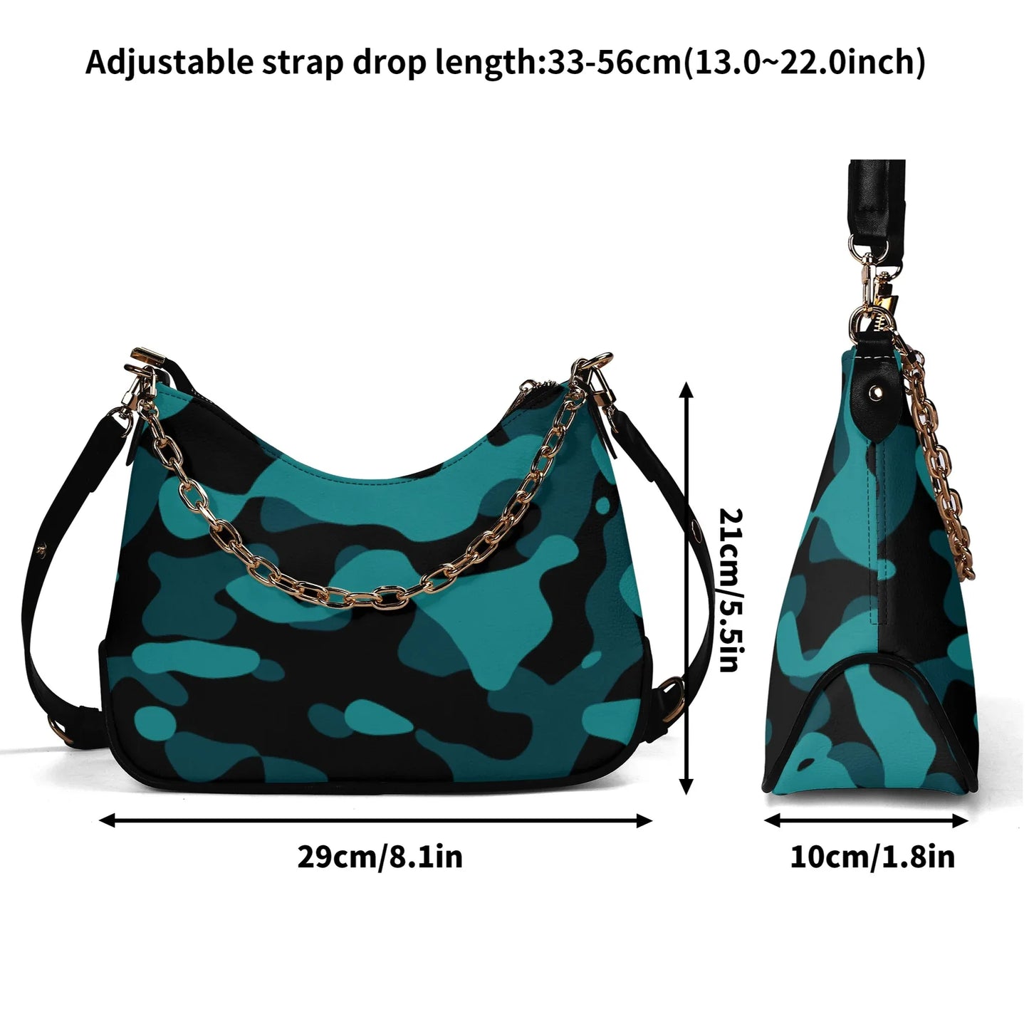 turkis-camouflage-elegante-umhangetasche-mit-kette-umhangetasche-jlr-design-7 - JLR Design