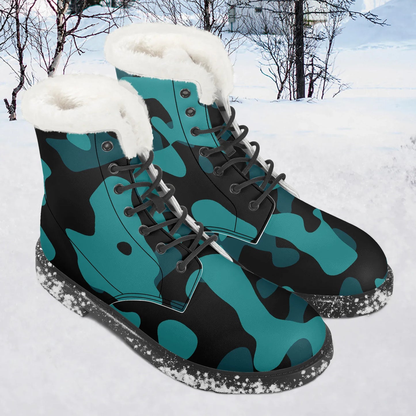 turkis-camouflage-faux-fur-leder-boots-boots-jlr-design-1 - JLR Design