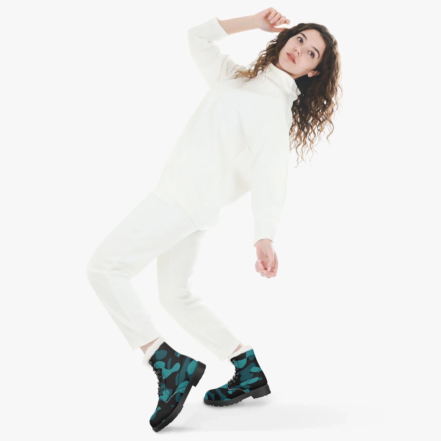 turkis-camouflage-faux-fur-leder-boots-boots-jlr-design-2 - JLR Design