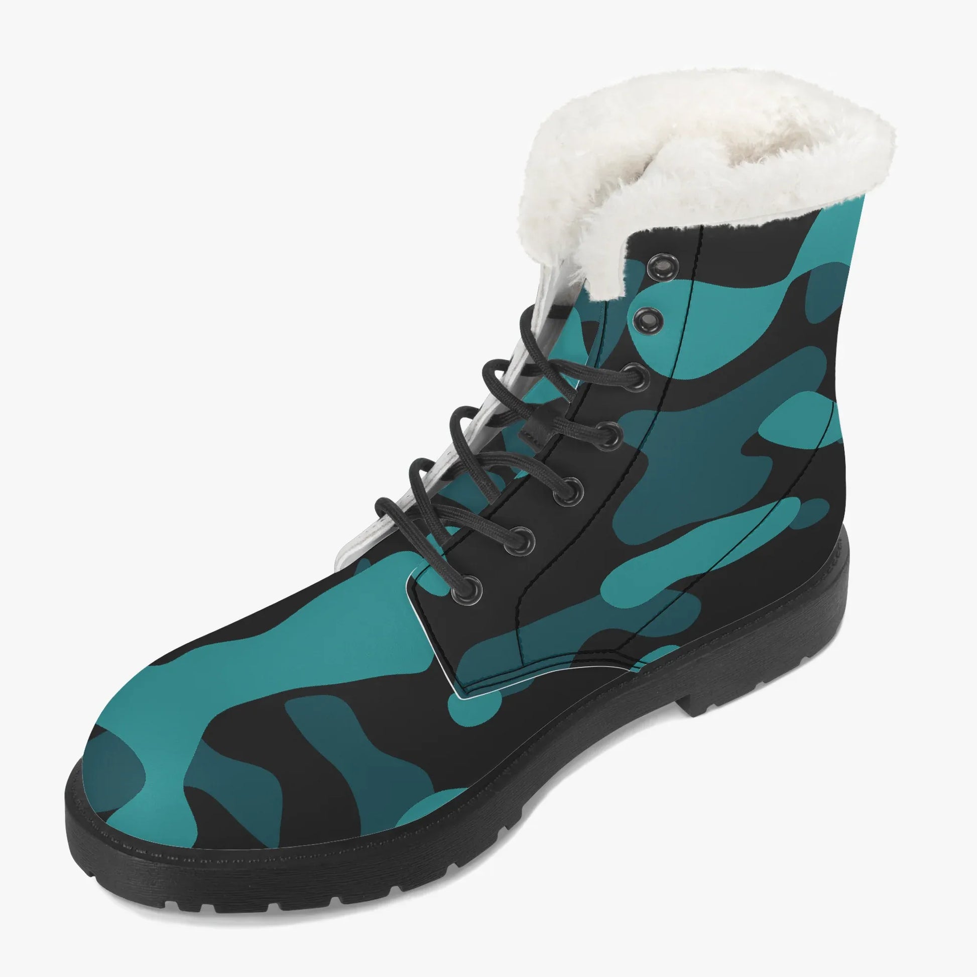 turkis-camouflage-faux-fur-leder-boots-boots-jlr-design-4 - JLR Design