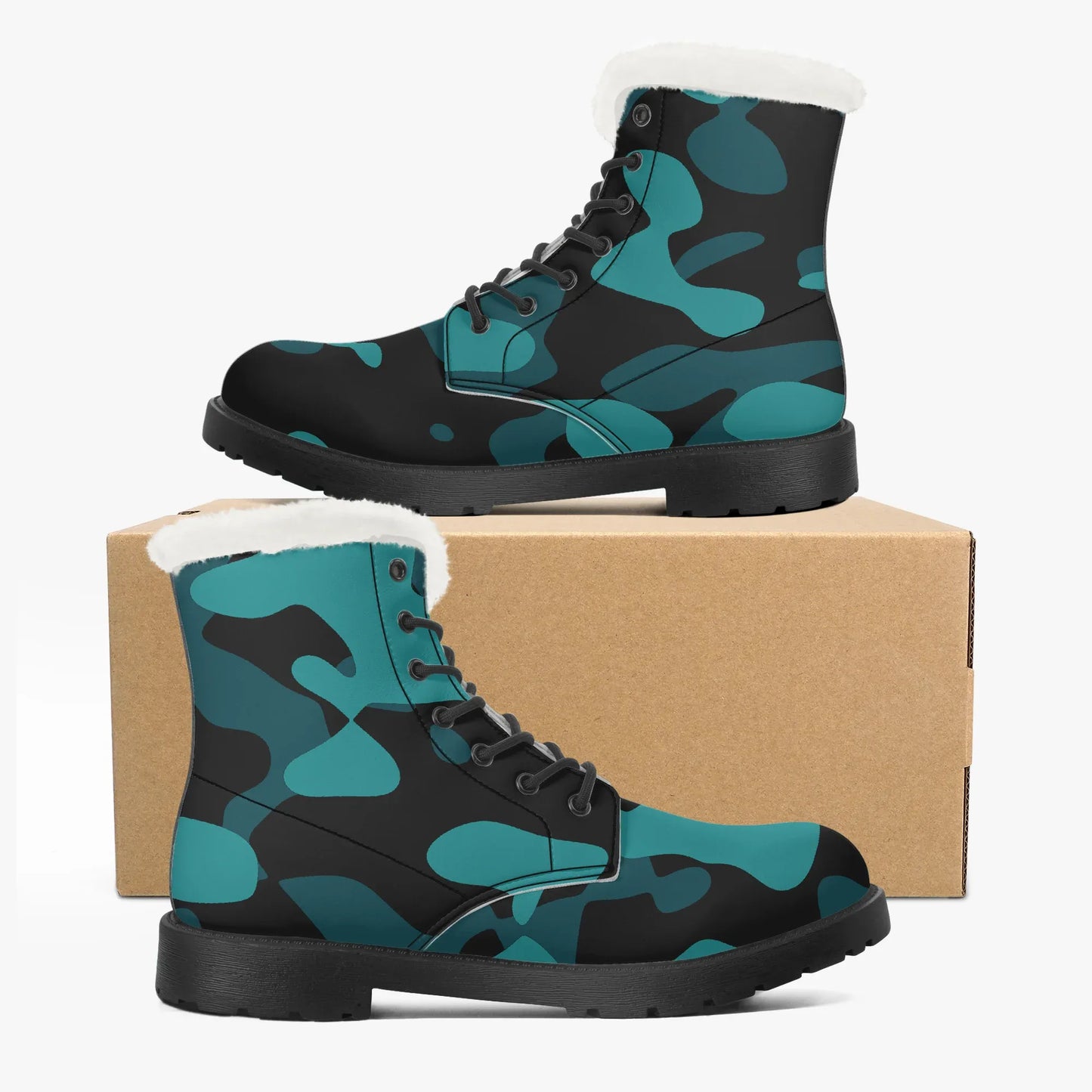 turkis-camouflage-faux-fur-leder-boots-boots-jlr-design-6 - JLR Design