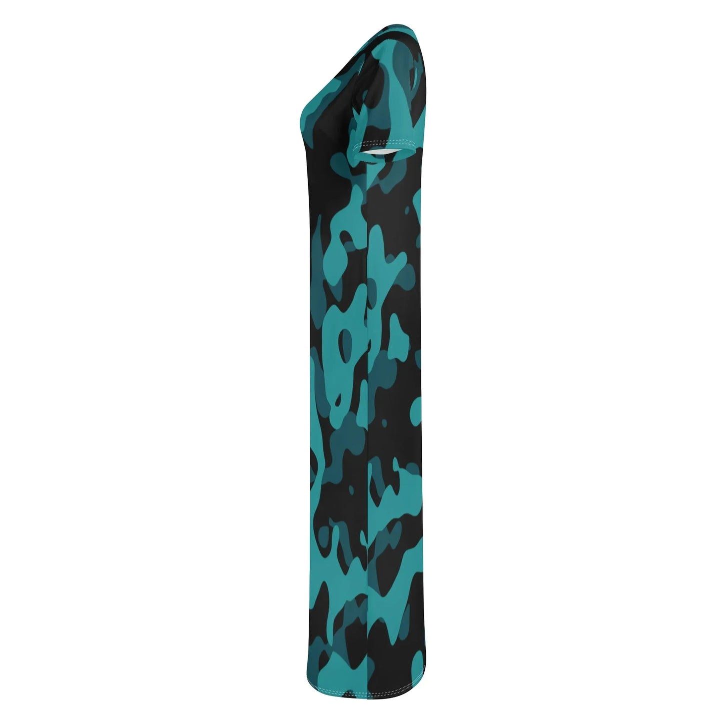 turkis-camouflage-short-sleeve-long-dress-long-dress-jlr-design-6 - JLR Design