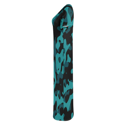 turkis-camouflage-short-sleeve-long-dress-long-dress-jlr-design-6 - JLR Design