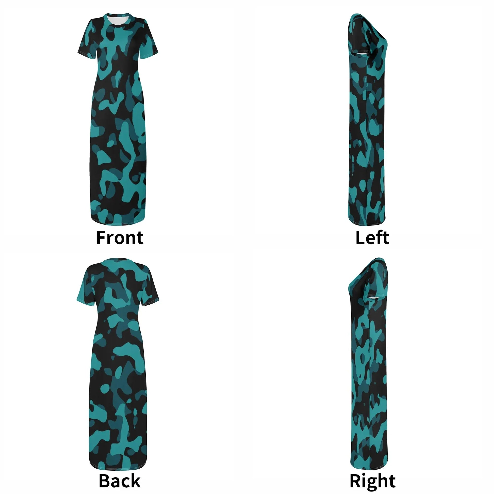 turkis-camouflage-short-sleeve-long-dress-long-dress-jlr-design-7 - JLR Design