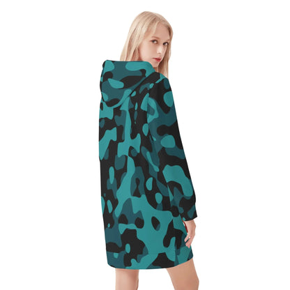 turkise-camouflage-damen-hoodiekleid-warmes-velvet-kapuzenkleid-aus-weichem-samt-fleece-hoodiekleid-jlr-design-2 - JLR Design