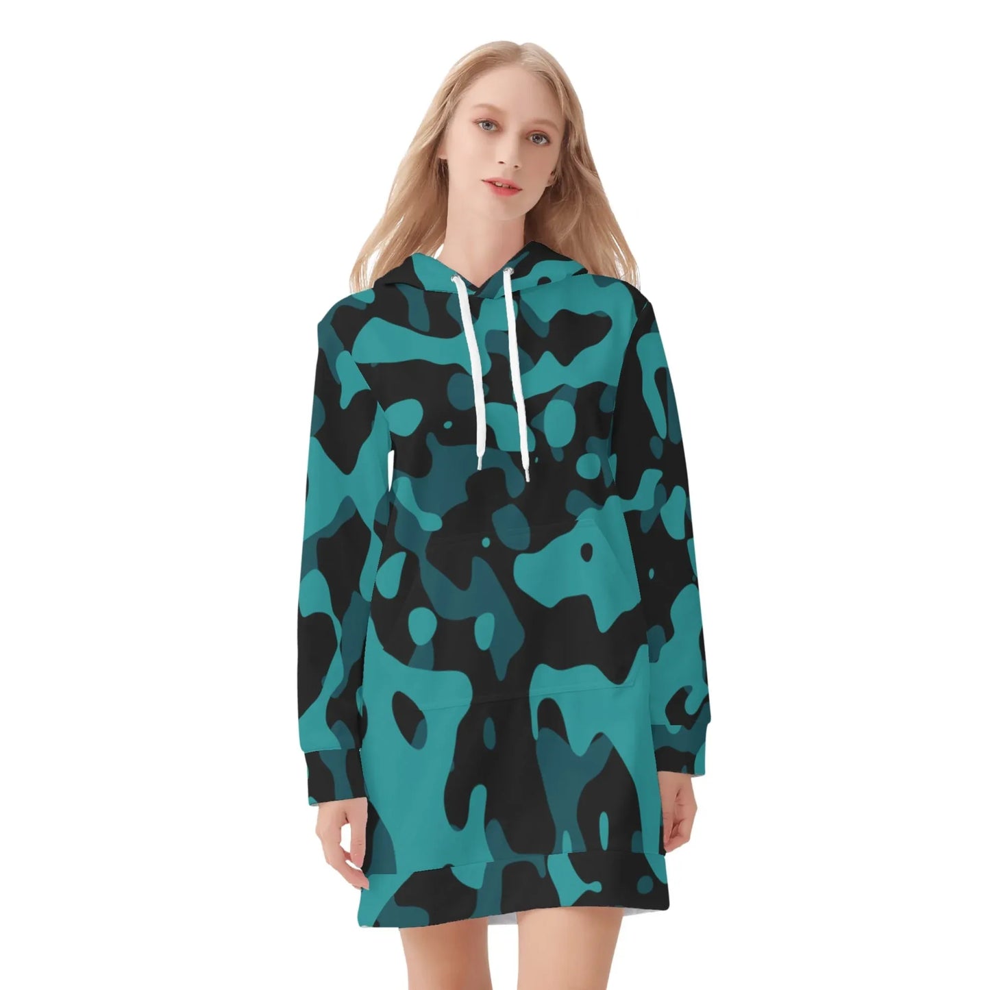 turkise-camouflage-damen-hoodiekleid-warmes-velvet-kapuzenkleid-aus-weichem-samt-fleece-hoodiekleid-jlr-design-3 - JLR Design