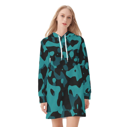 turkise-camouflage-damen-hoodiekleid-warmes-velvet-kapuzenkleid-aus-weichem-samt-fleece-hoodiekleid-jlr-design-3 - JLR Design
