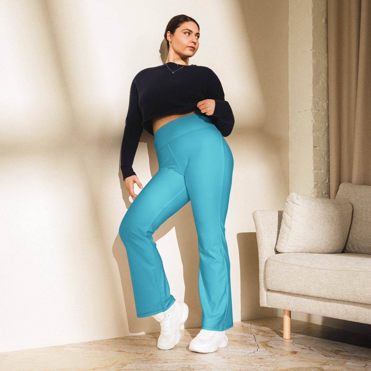 turkise-high-waist-flare-leggings-flare-leggings-jlr-design-3 - JLR Design