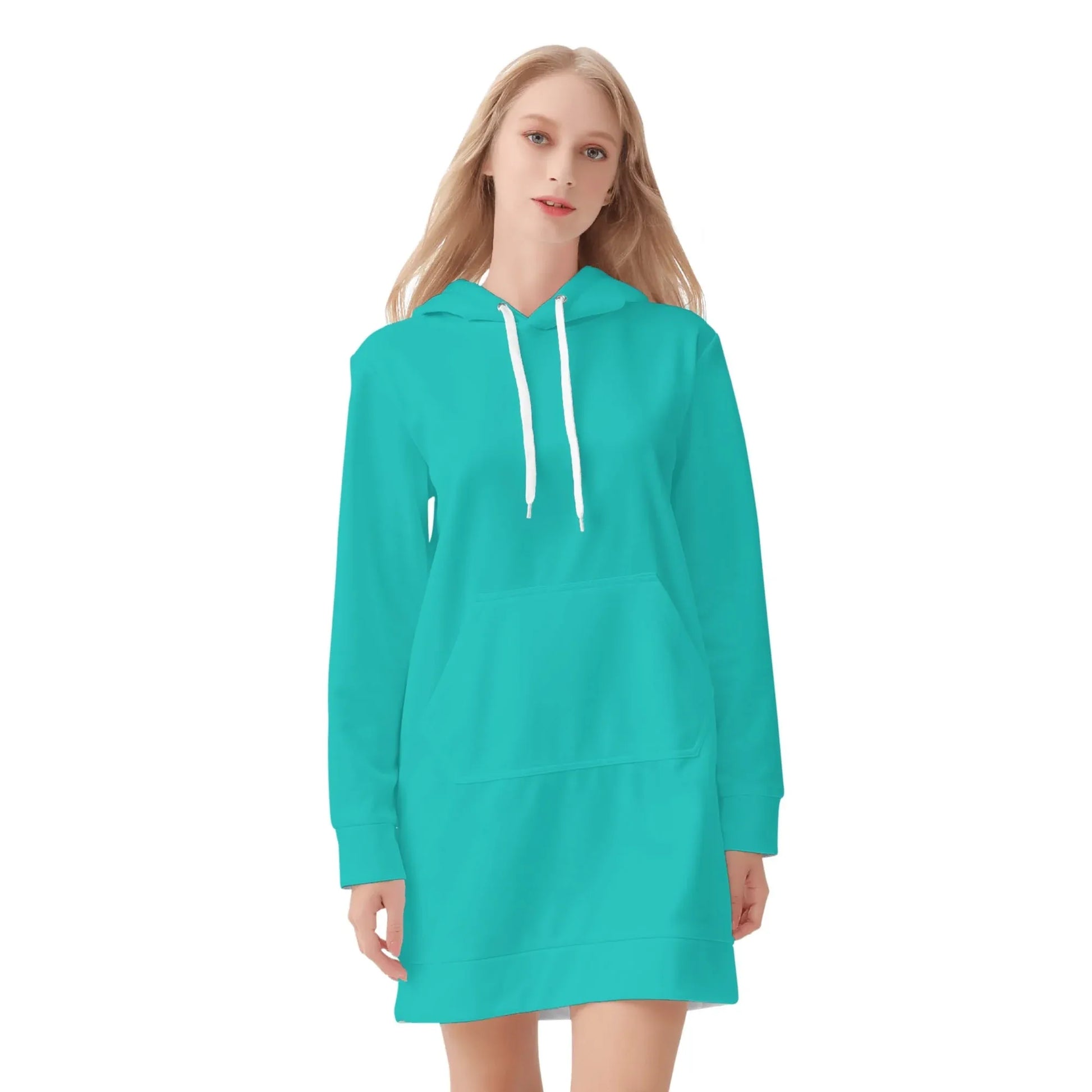 turkises-damen-hoodiekleid-warmes-velvet-kapuzenkleid-aus-weichem-samt-fleece-hoodiekleid-jlr-design-3 - JLR Design