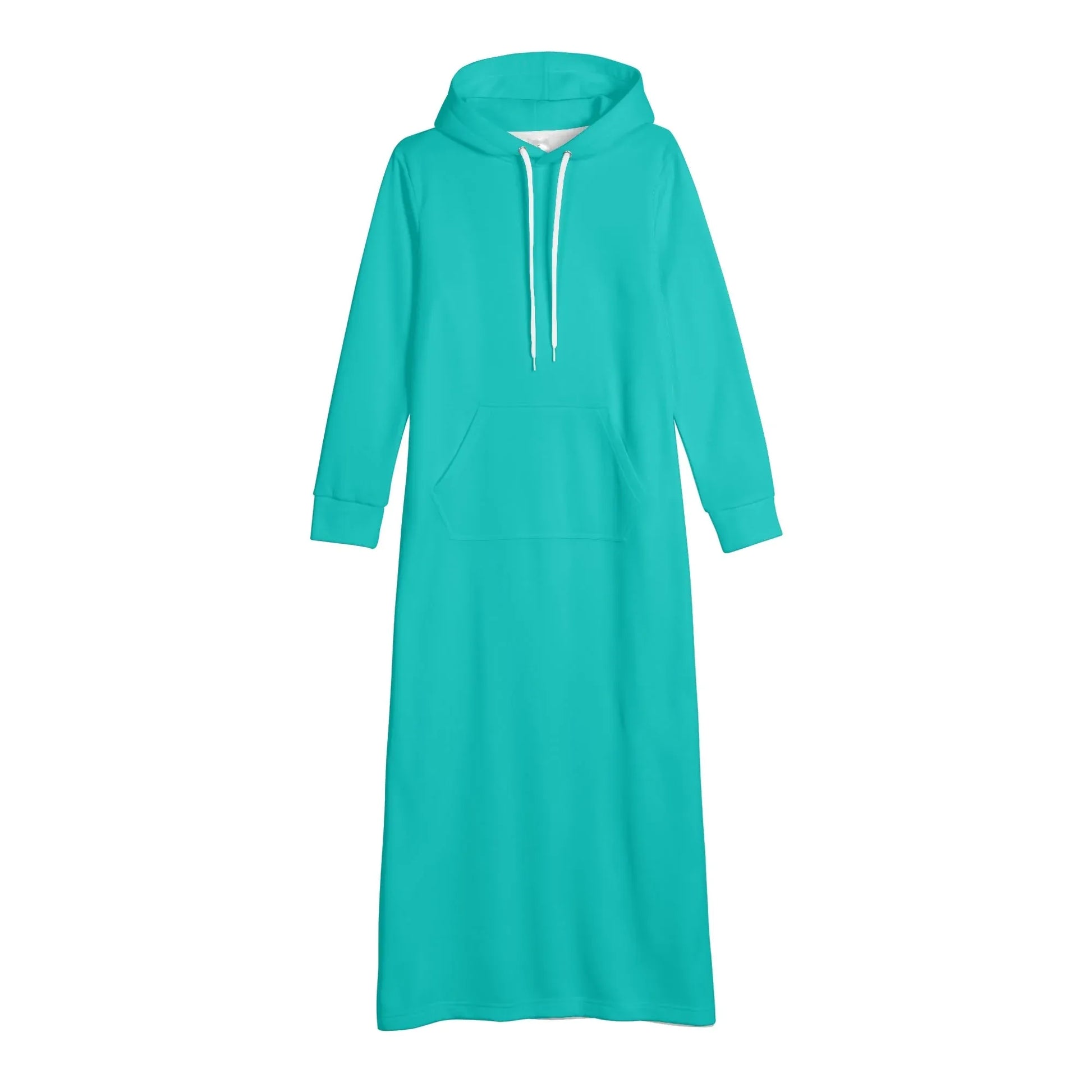 turkises-damen-maxi-hoodiekleid-knochellanges-kapuzenkleid-aus-weich-angerautem-fleece-hoodiekleid-jlr-design-4 - JLR Design