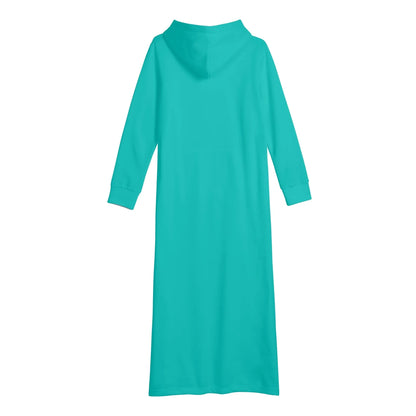 turkises-damen-maxi-hoodiekleid-knochellanges-kapuzenkleid-aus-weich-angerautem-fleece-hoodiekleid-jlr-design-5 - JLR Design