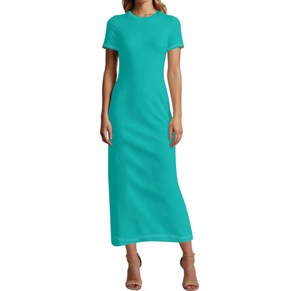 turkises-short-sleeve-long-dress-long-dress-jlr-design-1 - JLR Design