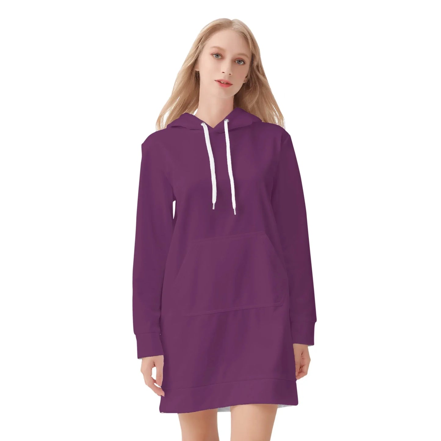 tyrian-purple-damen-hoodiekleid-warmes-velvet-kapuzenkleid-aus-weichem-samt-fleece-hoodiekleid-jlr-design-3 - JLR Design