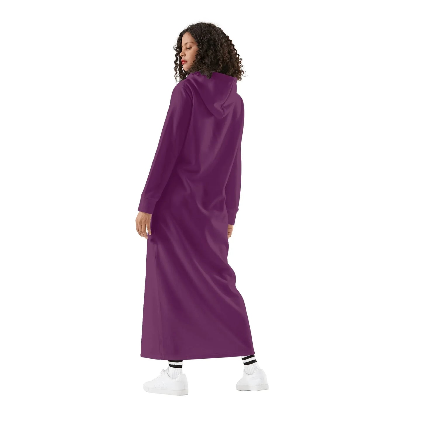 tyrian-purple-damen-maxi-hoodiekleid-knochellanges-kapuzenkleid-aus-weich-angerautem-fleece-hoodiekleid-jlr-design-2 - JLR Design