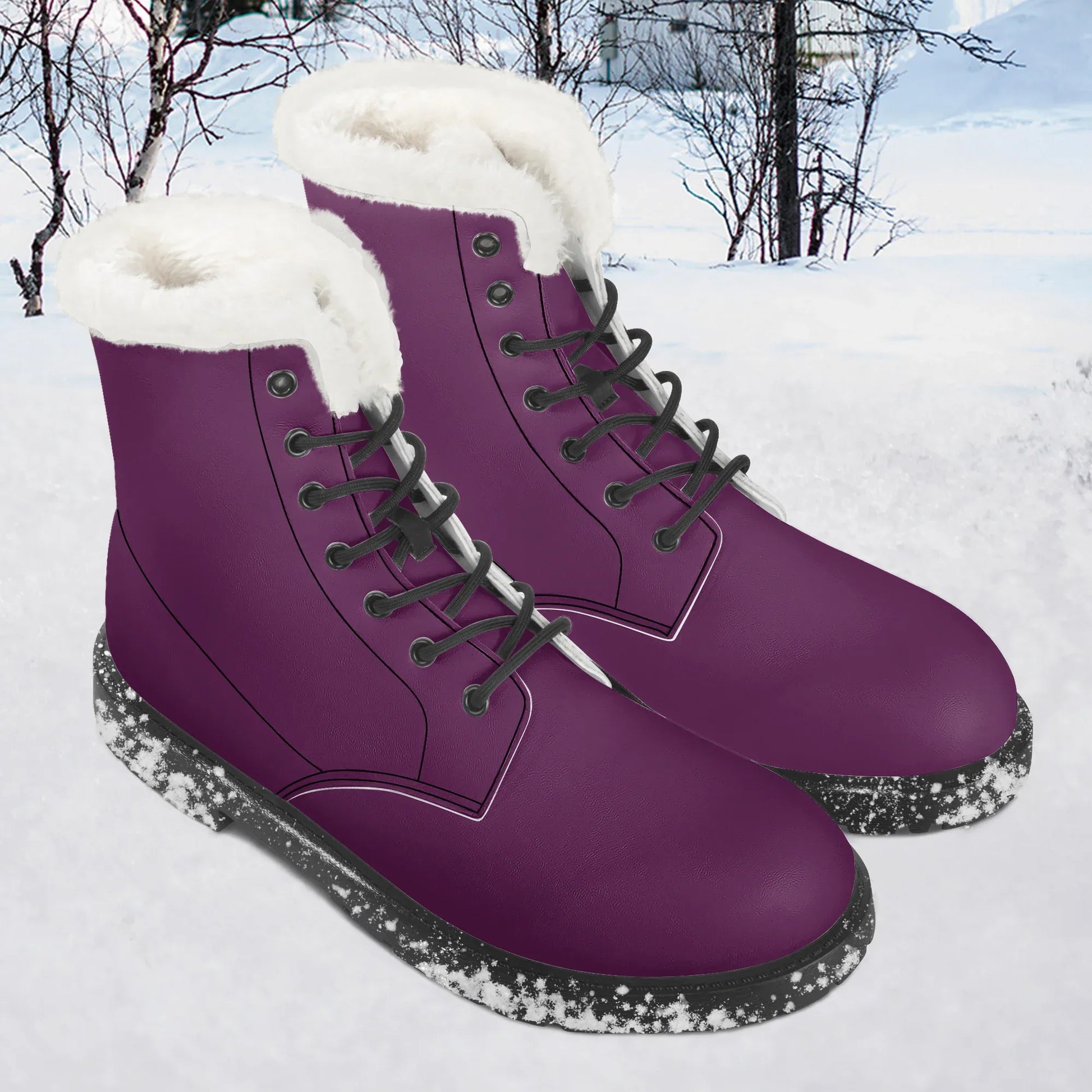tyrian-purple-faux-fur-leder-boots-boots-jlr-design-1 - JLR Design