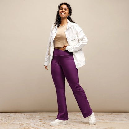 tyrian-purple-high-waist-flare-leggings-flare-leggings-jlr-design-2 - JLR Design