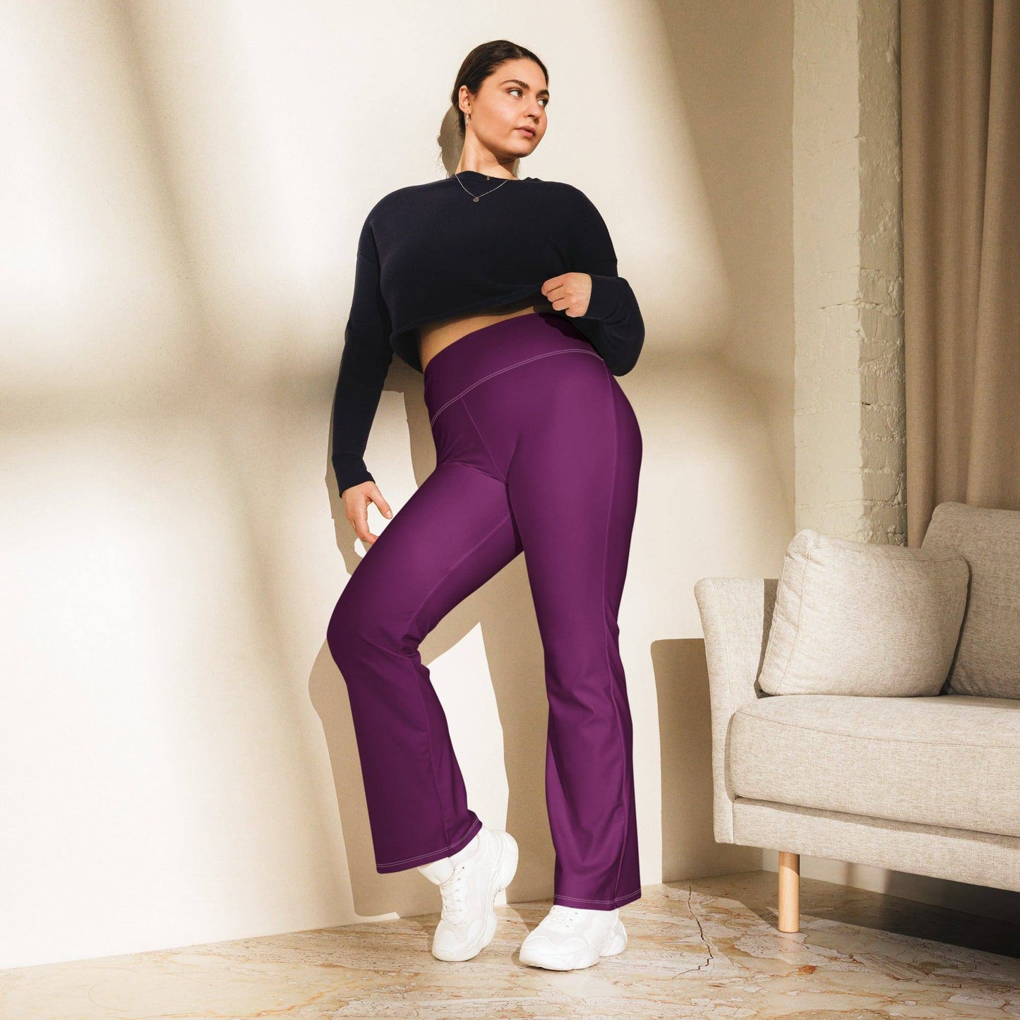tyrian-purple-high-waist-flare-leggings-flare-leggings-jlr-design-3 - JLR Design