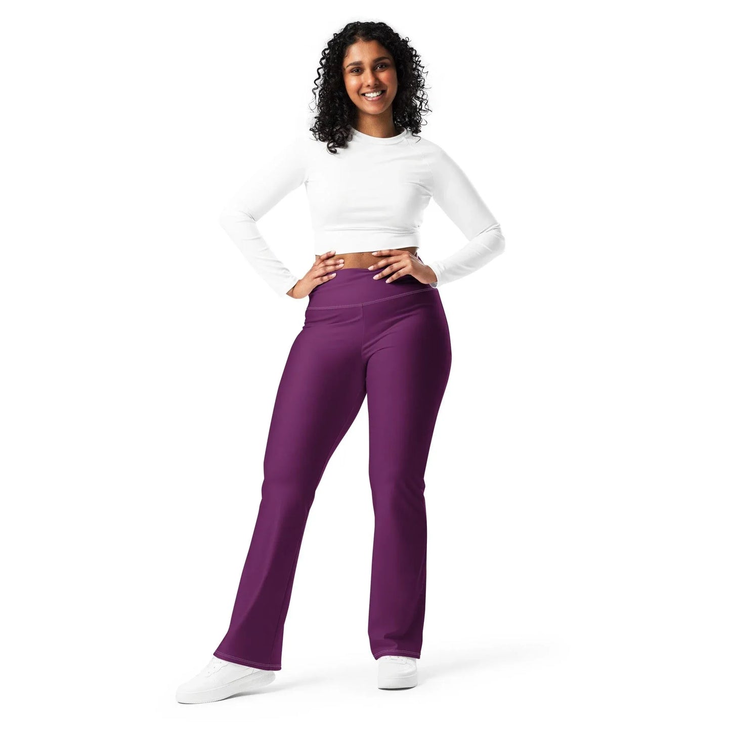 tyrian-purple-high-waist-flare-leggings-flare-leggings-jlr-design-4 - JLR Design