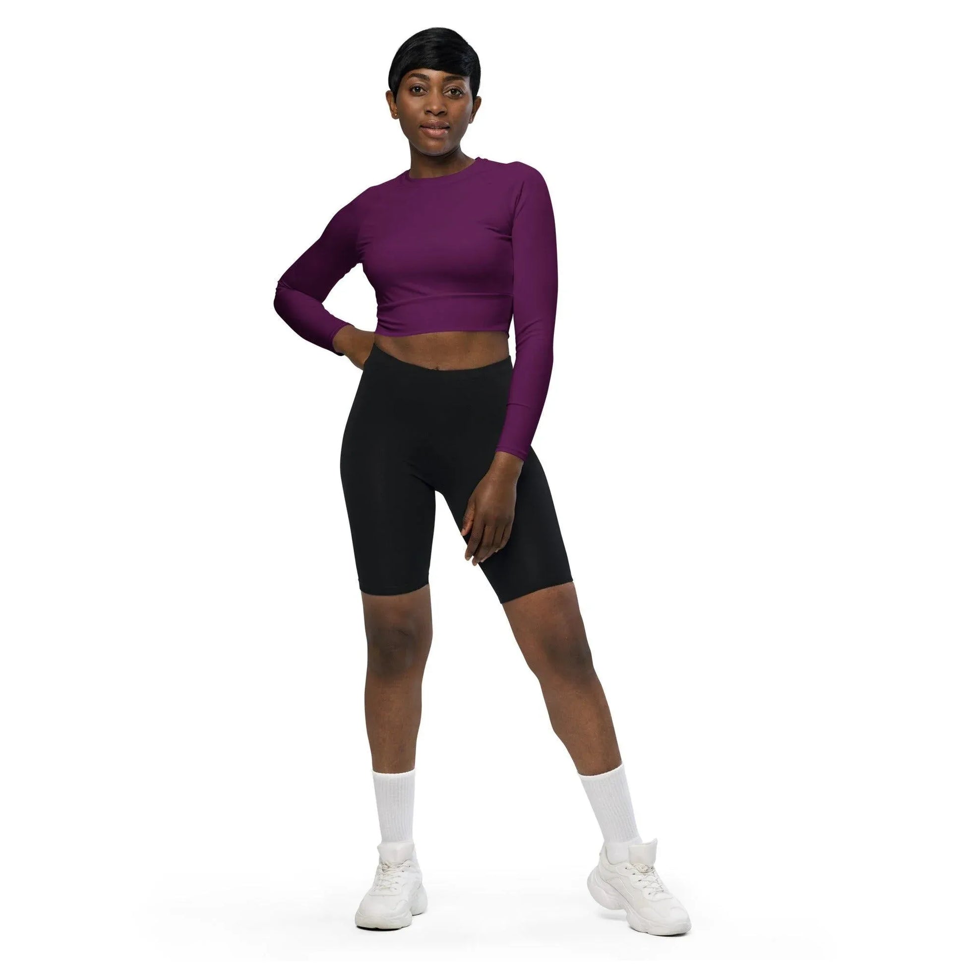 tyrian-purple-long-sleeve-damen-crop-top-long-sleeve-crop-top-jlr-design-1 - JLR Design