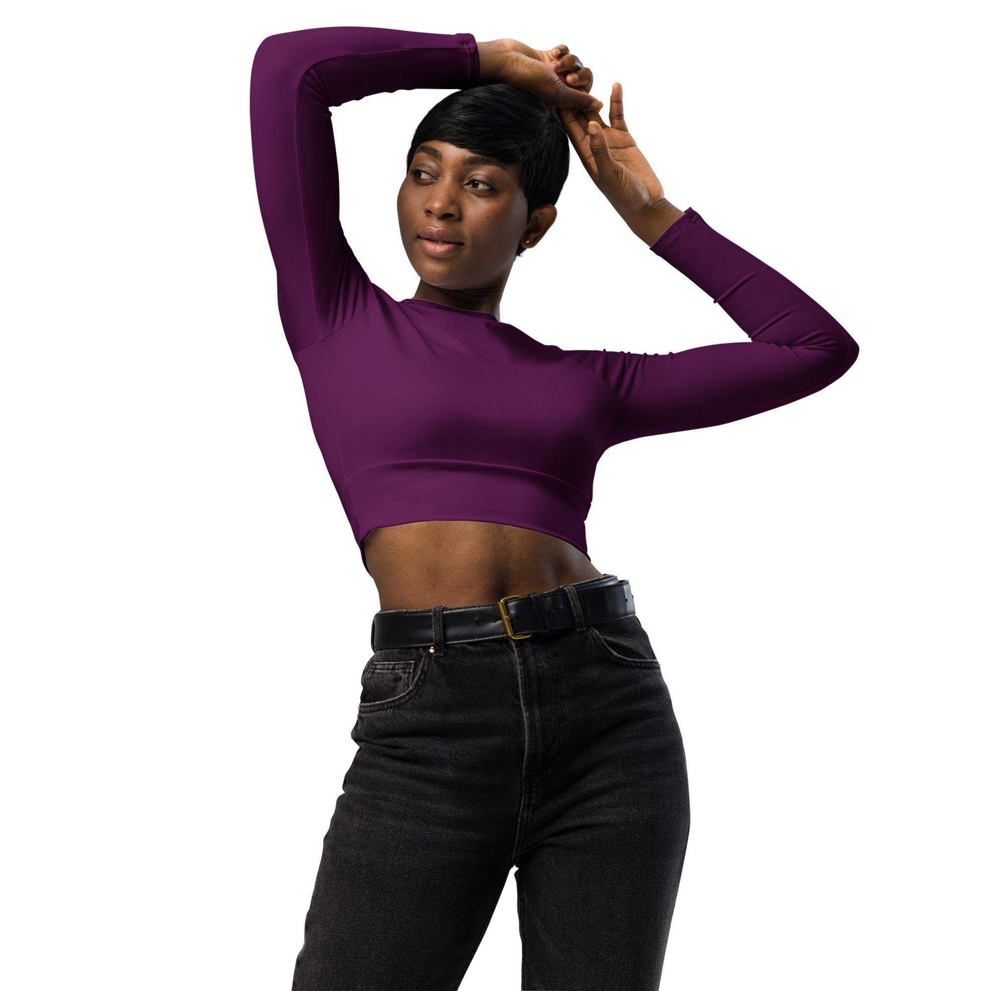 tyrian-purple-long-sleeve-damen-crop-top-long-sleeve-crop-top-jlr-design-2 - JLR Design