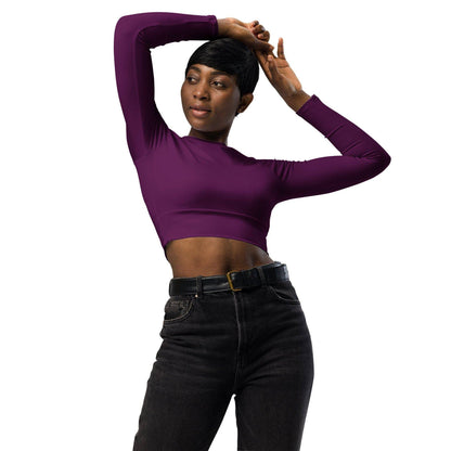 tyrian-purple-long-sleeve-damen-crop-top-long-sleeve-crop-top-jlr-design-2 - JLR Design