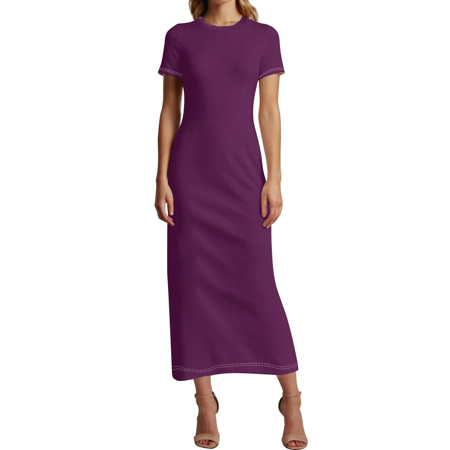 tyrian-purple-short-sleeve-long-dress-long-dress-jlr-design-1 - JLR Design