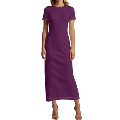 tyrian-purple-short-sleeve-long-dress-long-dress-jlr-design-1 - JLR Design