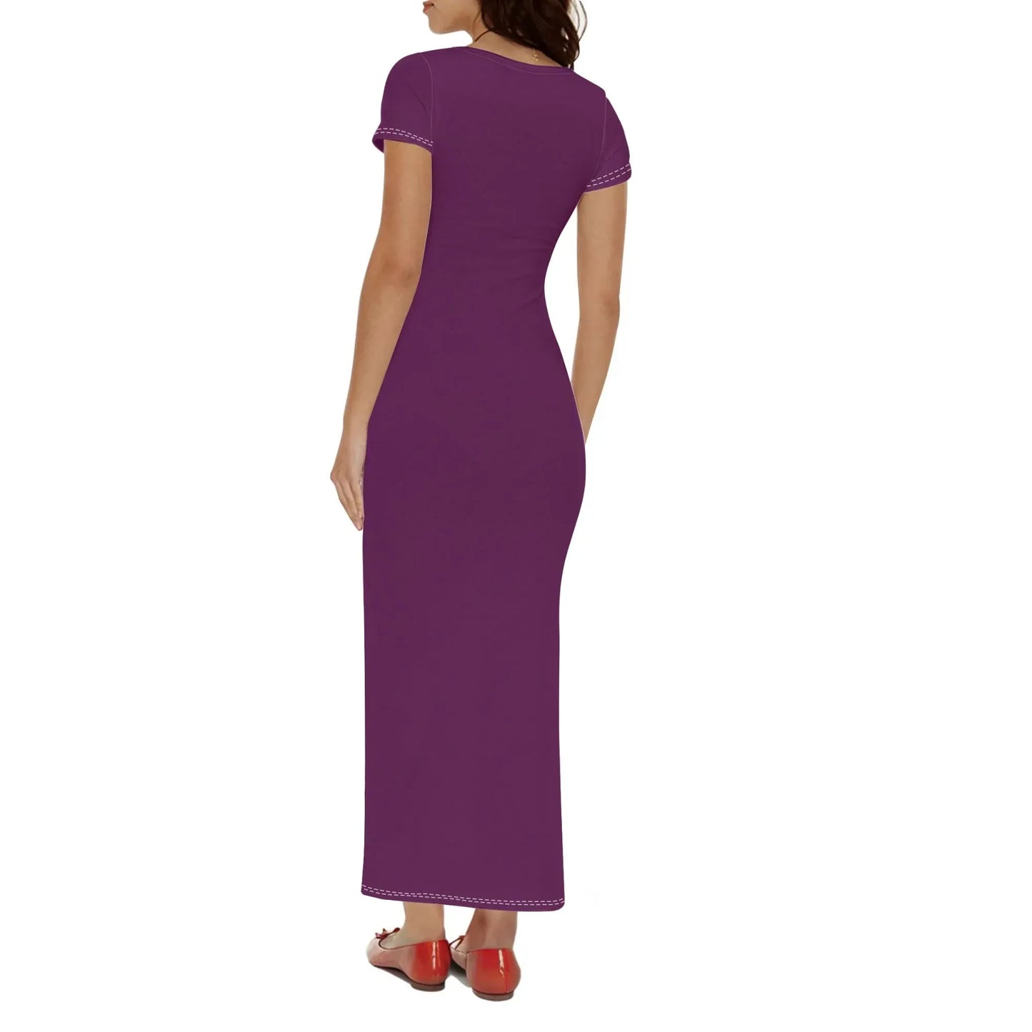 tyrian-purple-short-sleeve-long-dress-long-dress-jlr-design-2 - JLR Design
