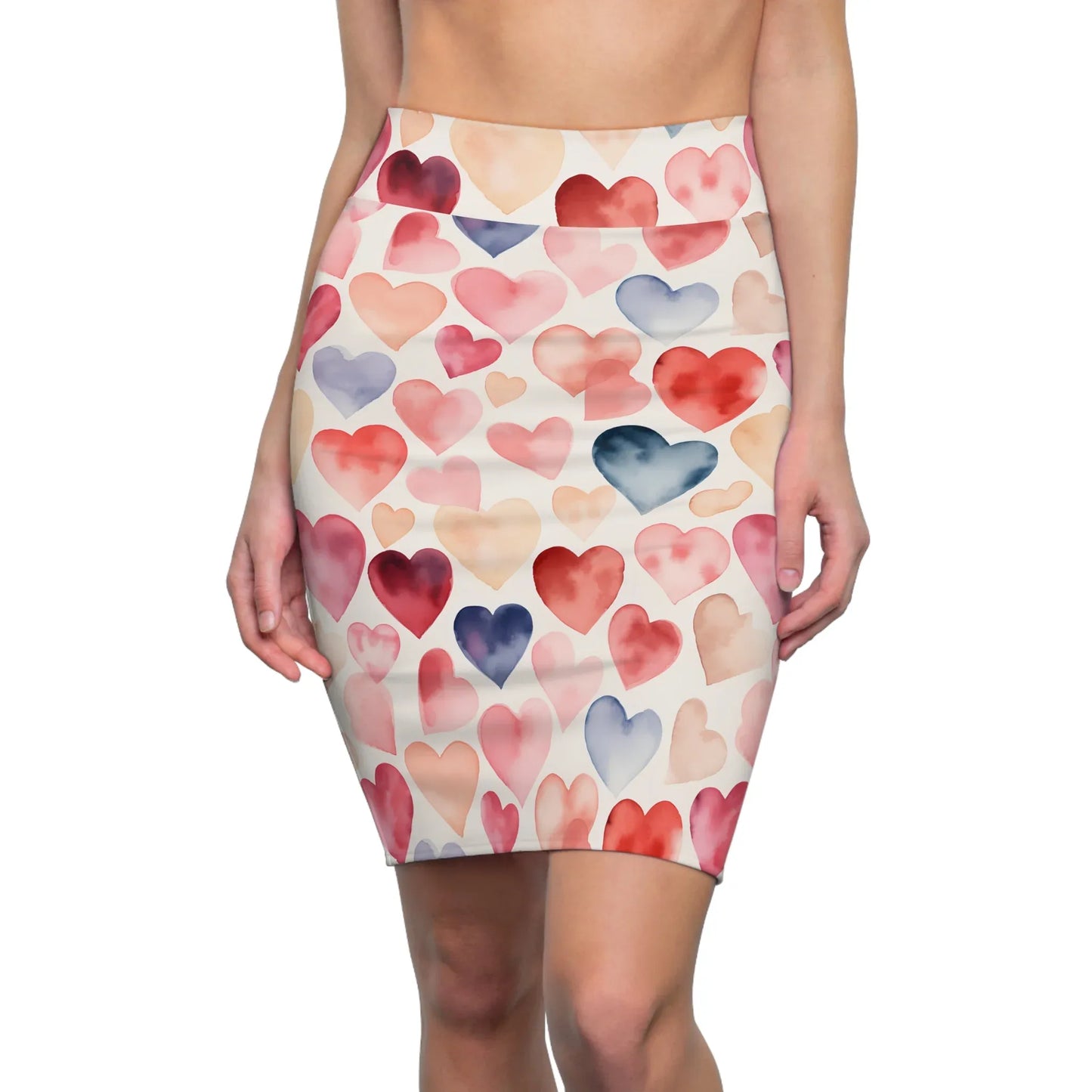 watercolor-hearts-v3-bleistiftrock-fur-damen-eleganter-mid-waist-rock-mit-stretch-komfort-bleistiftrock-jlr-design-1 - JLR Design