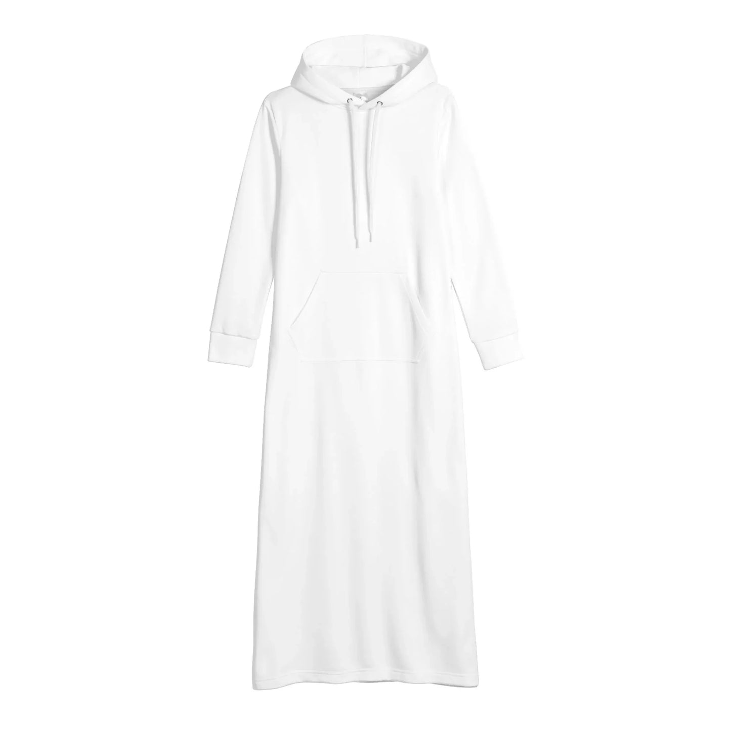 weisses-damen-maxi-hoodiekleid-knochellanges-kapuzenkleid-aus-weich-angerautem-fleece-hoodiekleid-jlr-design-4 - JLR Design
