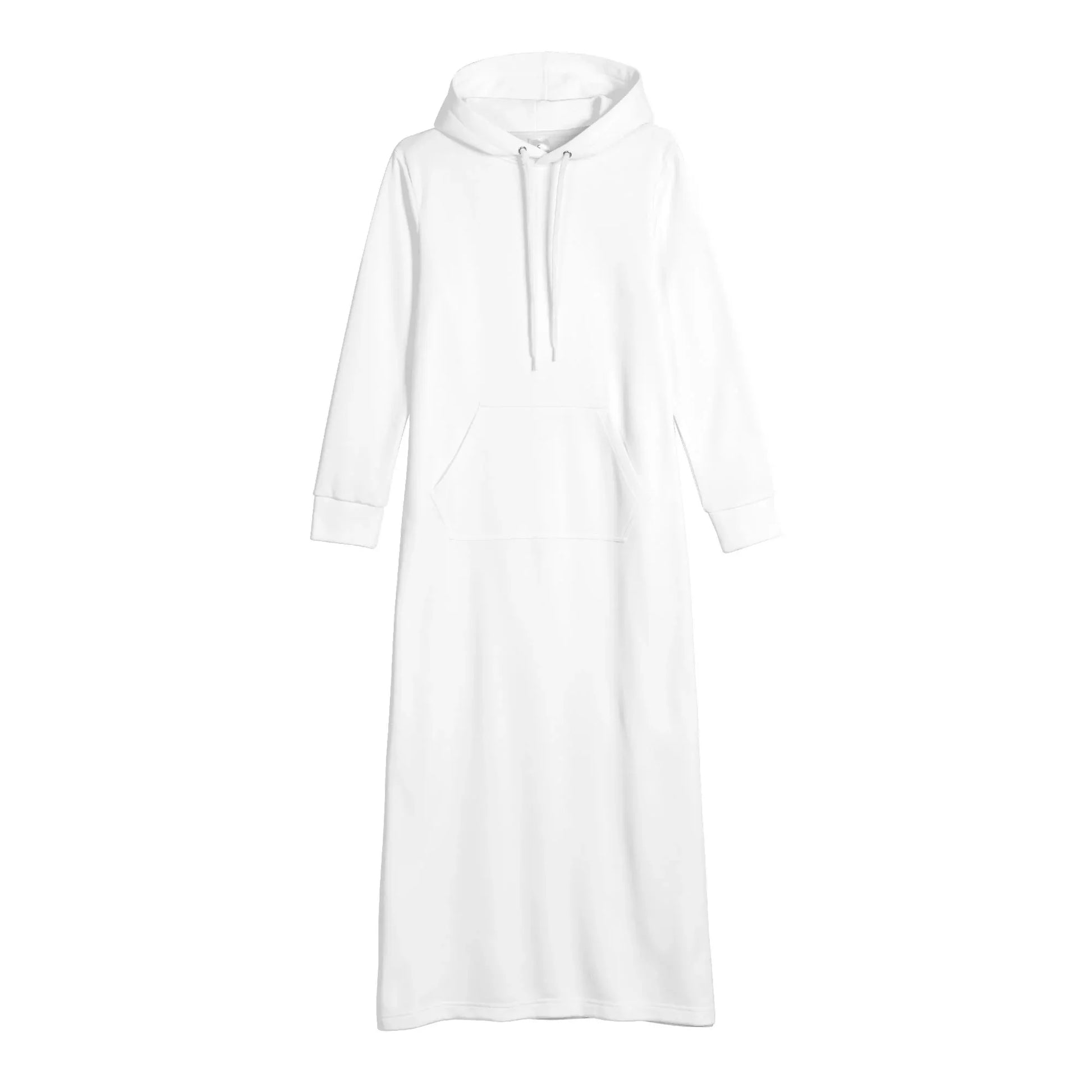weisses-damen-maxi-hoodiekleid-knochellanges-kapuzenkleid-aus-weich-angerautem-fleece-hoodiekleid-jlr-design-4 - JLR Design