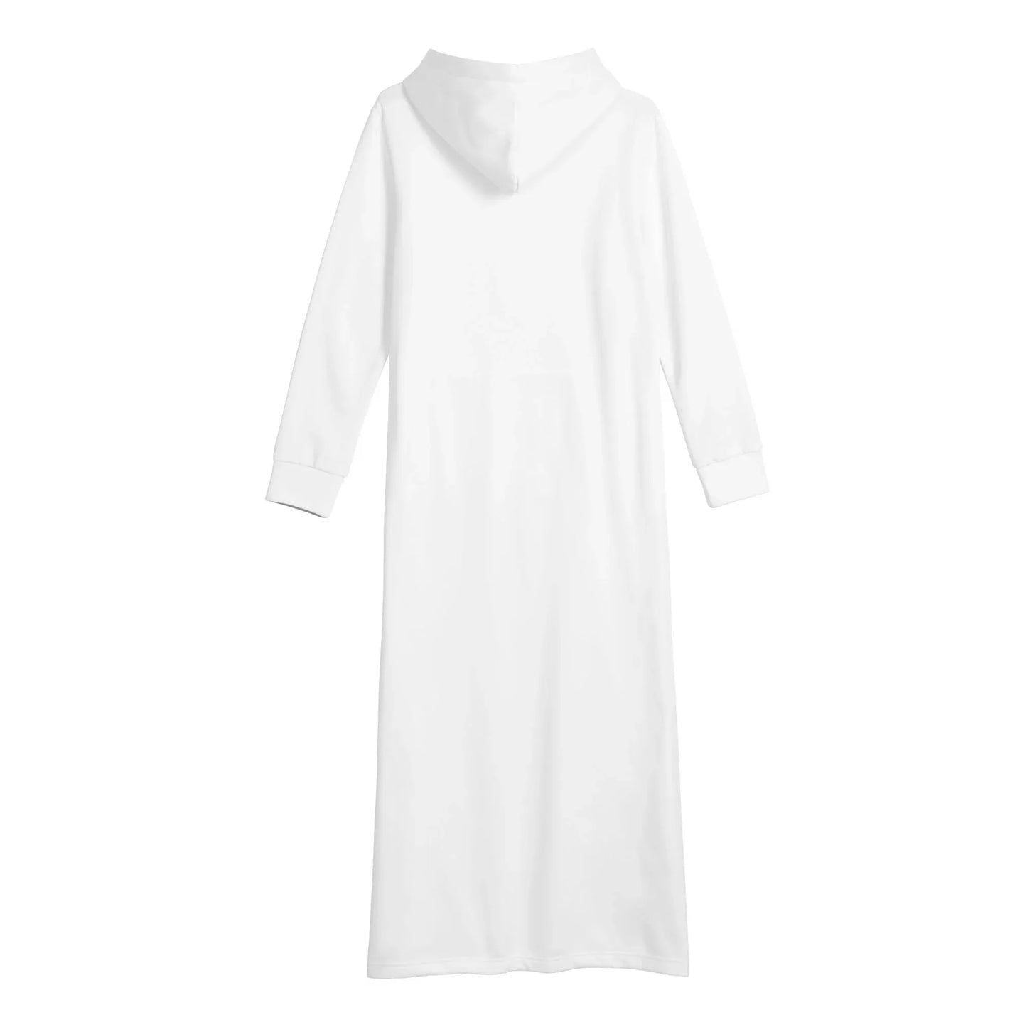weisses-damen-maxi-hoodiekleid-knochellanges-kapuzenkleid-aus-weich-angerautem-fleece-hoodiekleid-jlr-design-5 - JLR Design