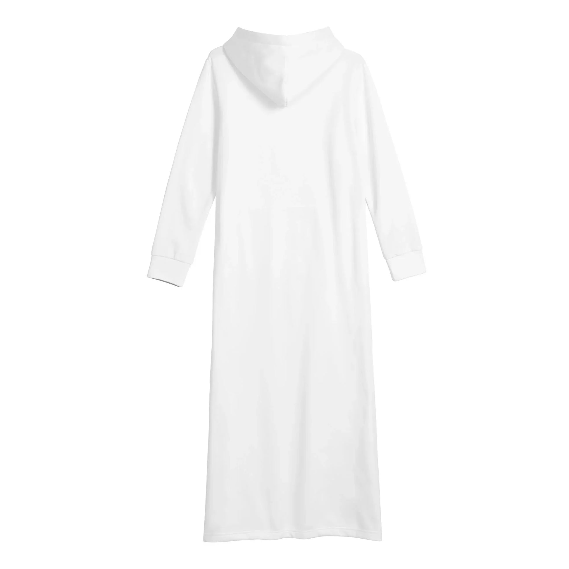 weisses-damen-maxi-hoodiekleid-knochellanges-kapuzenkleid-aus-weich-angerautem-fleece-hoodiekleid-jlr-design-5 - JLR Design