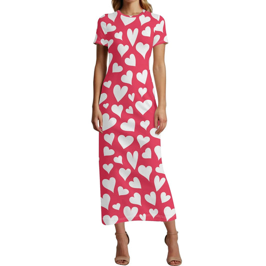 white-hearts-short-sleeve-long-dress-long-dress-jlr-design-1 - JLR Design