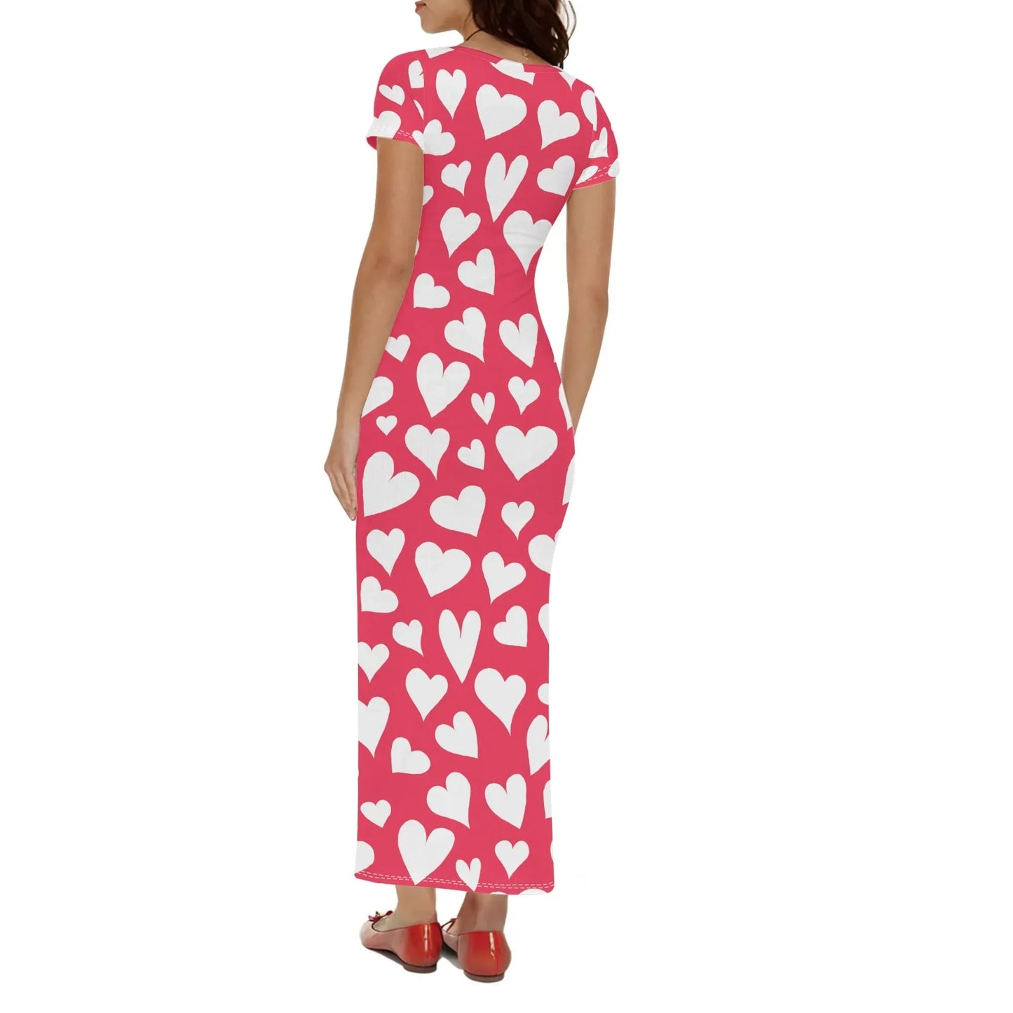 white-hearts-short-sleeve-long-dress-long-dress-jlr-design-2 - JLR Design