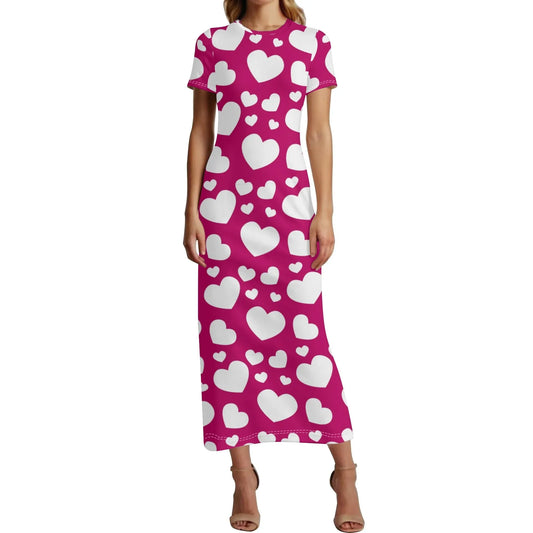 white-hearts-short-sleeve-long-dress-long-dress-jlr-design-79628 - JLR Design