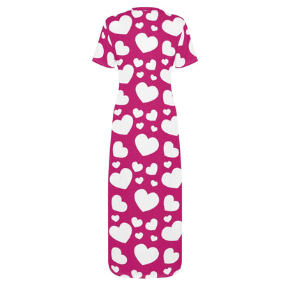white-hearts-short-sleeve-long-dress-long-dress-jlr-design-88565 - JLR Design