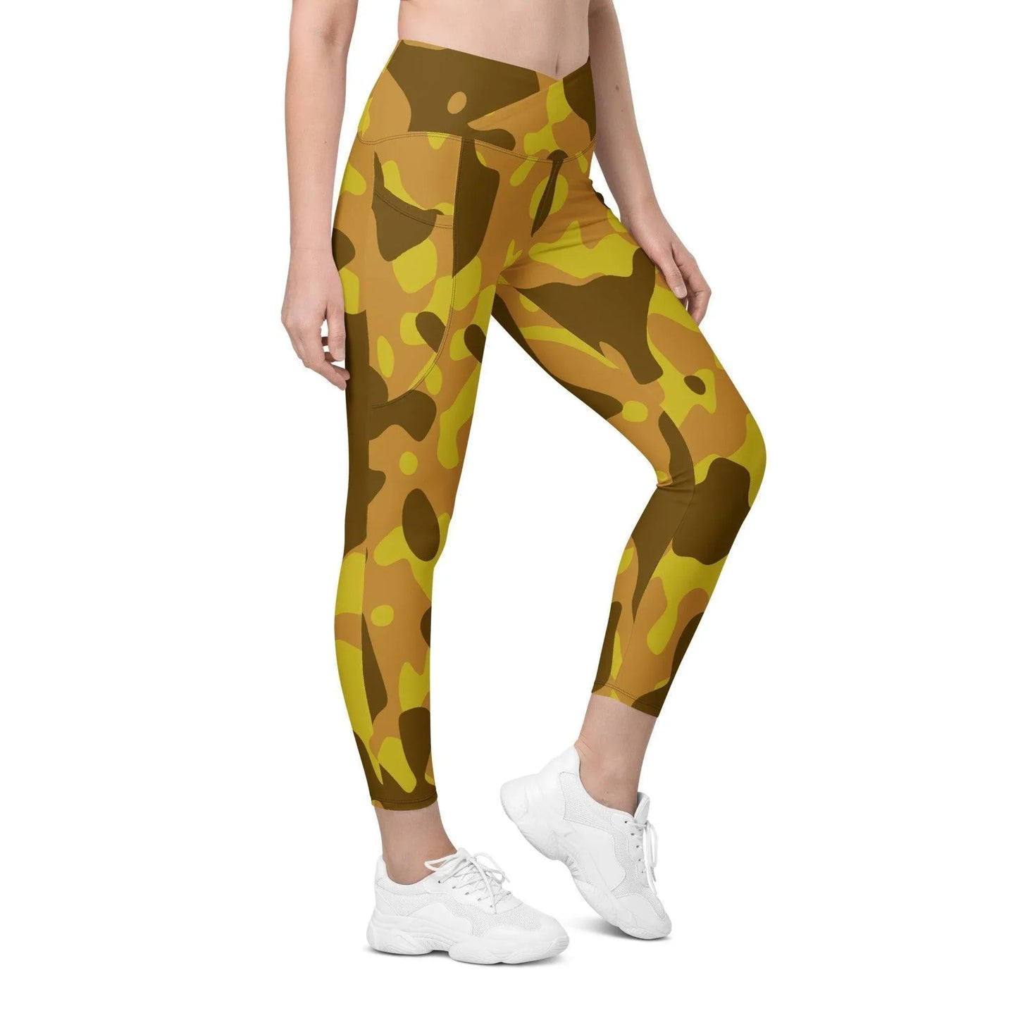 yellow-camouflage-damen-v-bund-leggings-mit-taschen-v-bund-leggings-jlr-design-2 - JLR Design