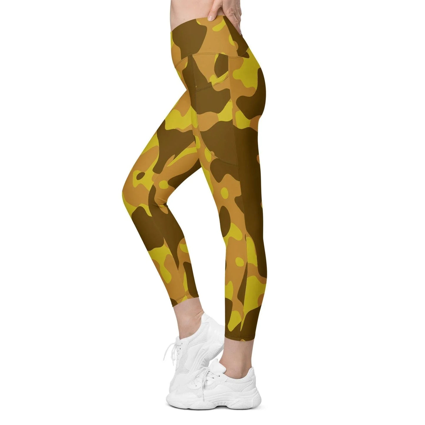 yellow-camouflage-damen-v-bund-leggings-mit-taschen-v-bund-leggings-jlr-design-4 - JLR Design