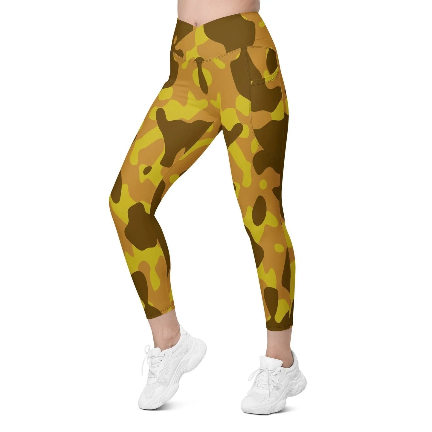 yellow-camouflage-damen-v-bund-leggings-mit-taschen-v-bund-leggings-jlr-design-7 - JLR Design