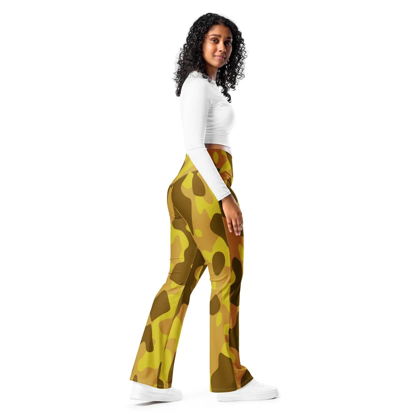 yellow-camouflage-high-waist-flare-leggings-flare-leggings-jlr-design-12 - JLR Design