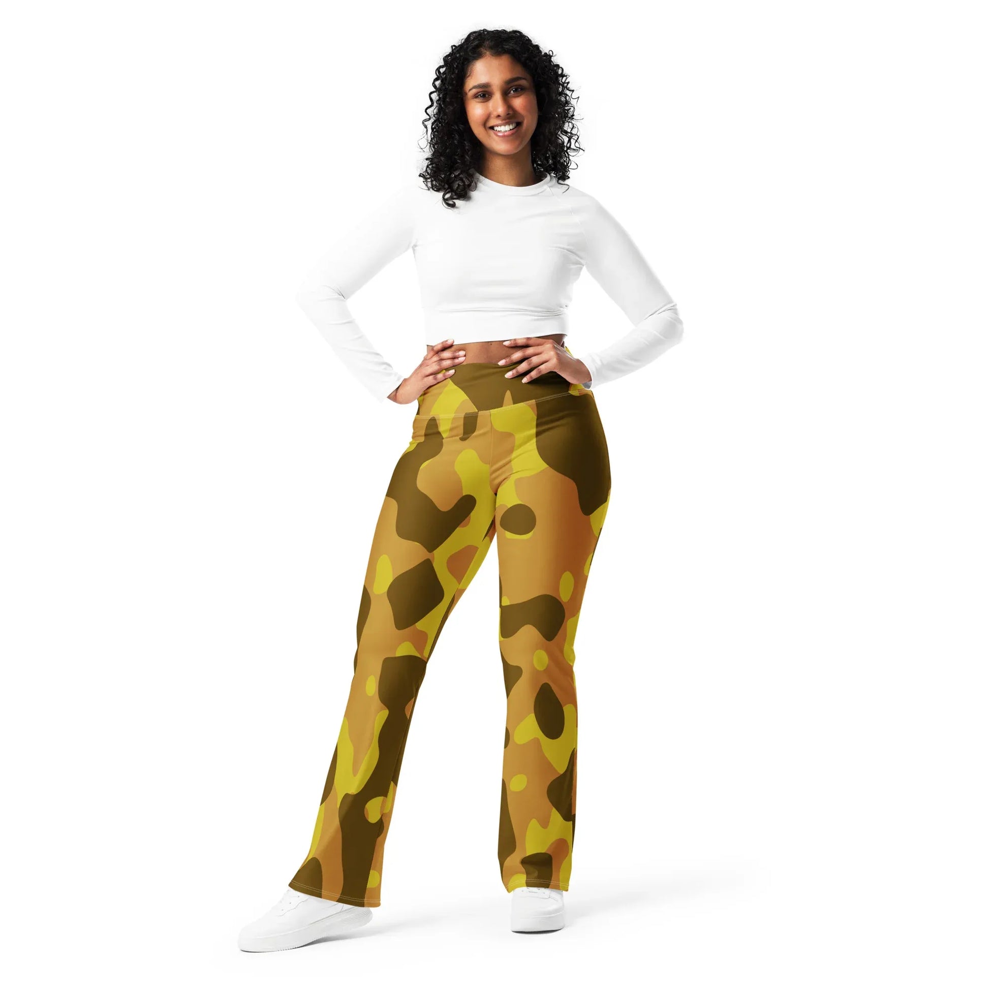 yellow-camouflage-high-waist-flare-leggings-flare-leggings-jlr-design-8 - JLR Design
