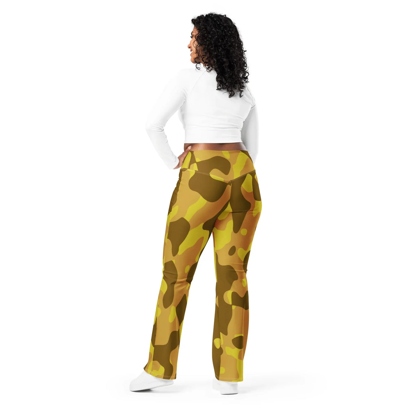 yellow-camouflage-high-waist-flare-leggings-flare-leggings-jlr-design-9 - JLR Design