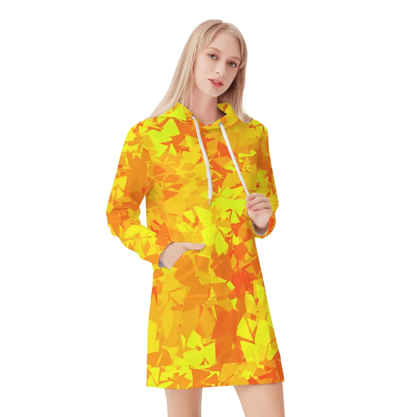 yellow-crystal-damen-hoodiekleid-warmes-velvet-kapuzenkleid-aus-weichem-samt-fleece-hoodiekleid-jlr-design-1 - JLR Design