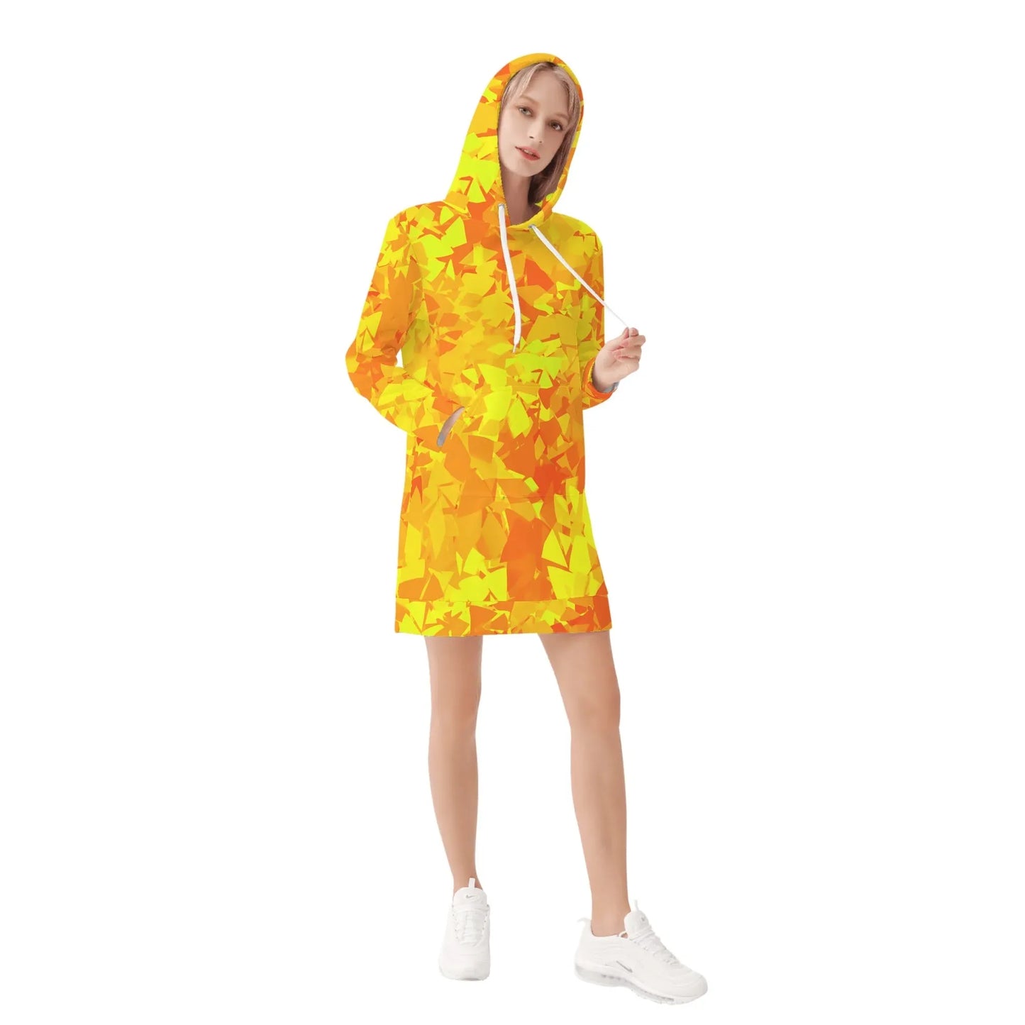 yellow-crystal-damen-hoodiekleid-warmes-velvet-kapuzenkleid-aus-weichem-samt-fleece-hoodiekleid-jlr-design-4 - JLR Design