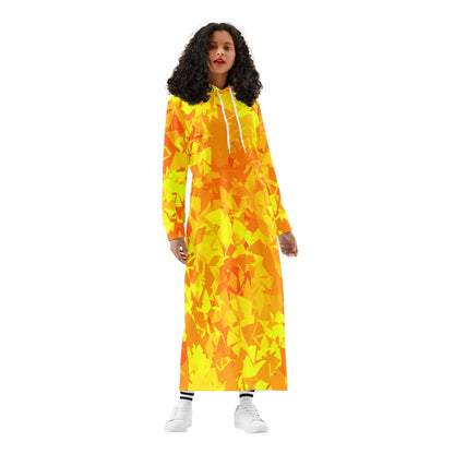 yellow-crystal-damen-maxi-hoodiekleid-knochellanges-kapuzenkleid-aus-weich-angerautem-fleece-hoodiekleid-jlr-design-1 - JLR Design