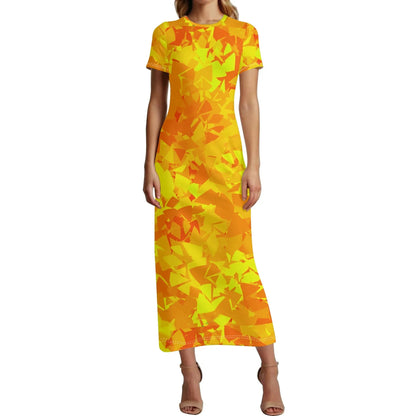 yellow-crystal-short-sleeve-long-dress-long-dress-jlr-design-1 - JLR Design