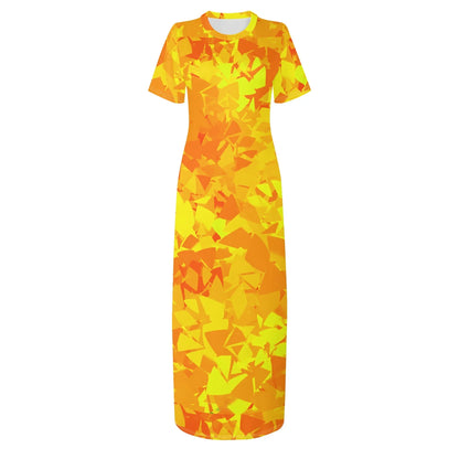 yellow-crystal-short-sleeve-long-dress-long-dress-jlr-design-3 - JLR Design