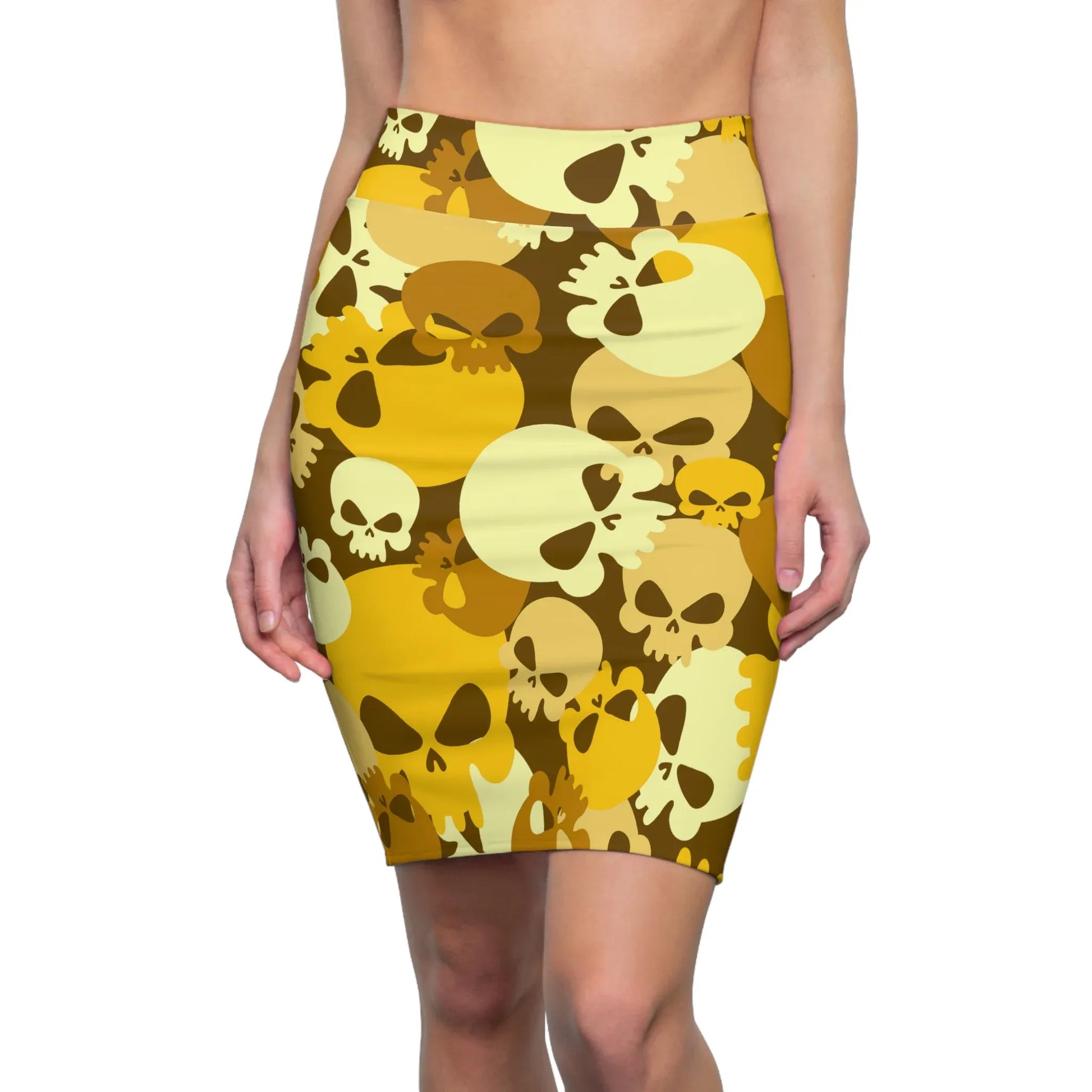 yellow-skull-bleistiftrock-fur-damen-eleganter-mid-waist-rock-mit-stretch-komfort-bleistiftrock-jlr-design-1 - JLR Design